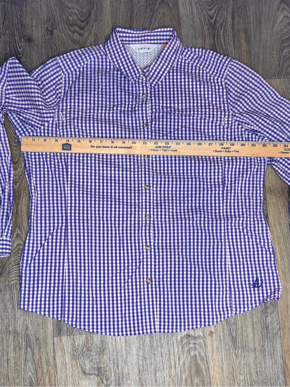 Orvis Women's Purple Gingham Button Front Fishing Shirt Long Sleeves Ventilated - Picture 3 of 8